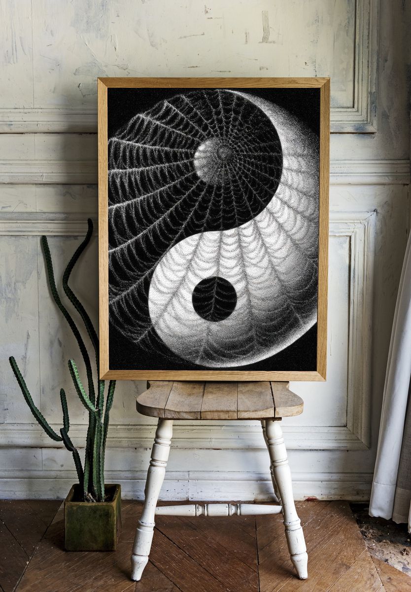 Yin Yang Dotwork Poster. — room view 1