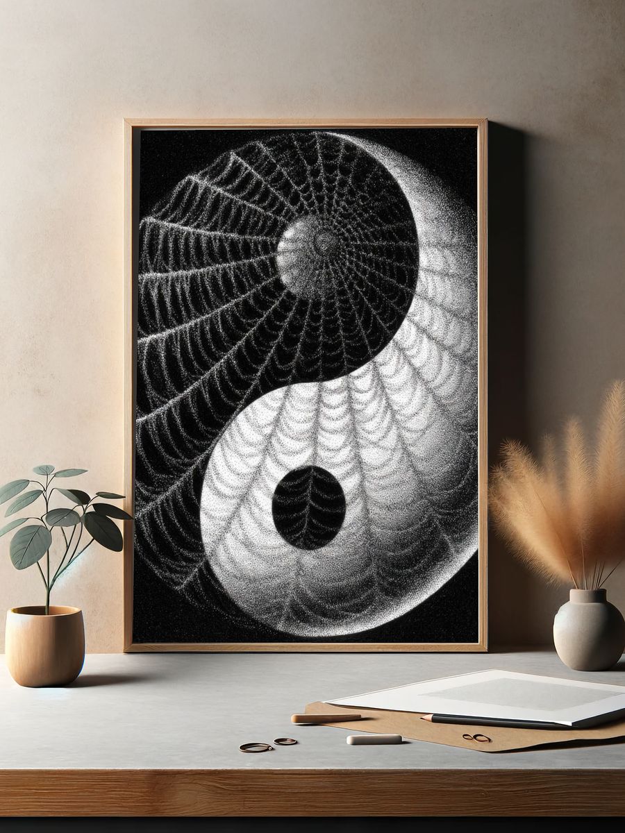Yin Yang Dotwork Poster. — room view 2