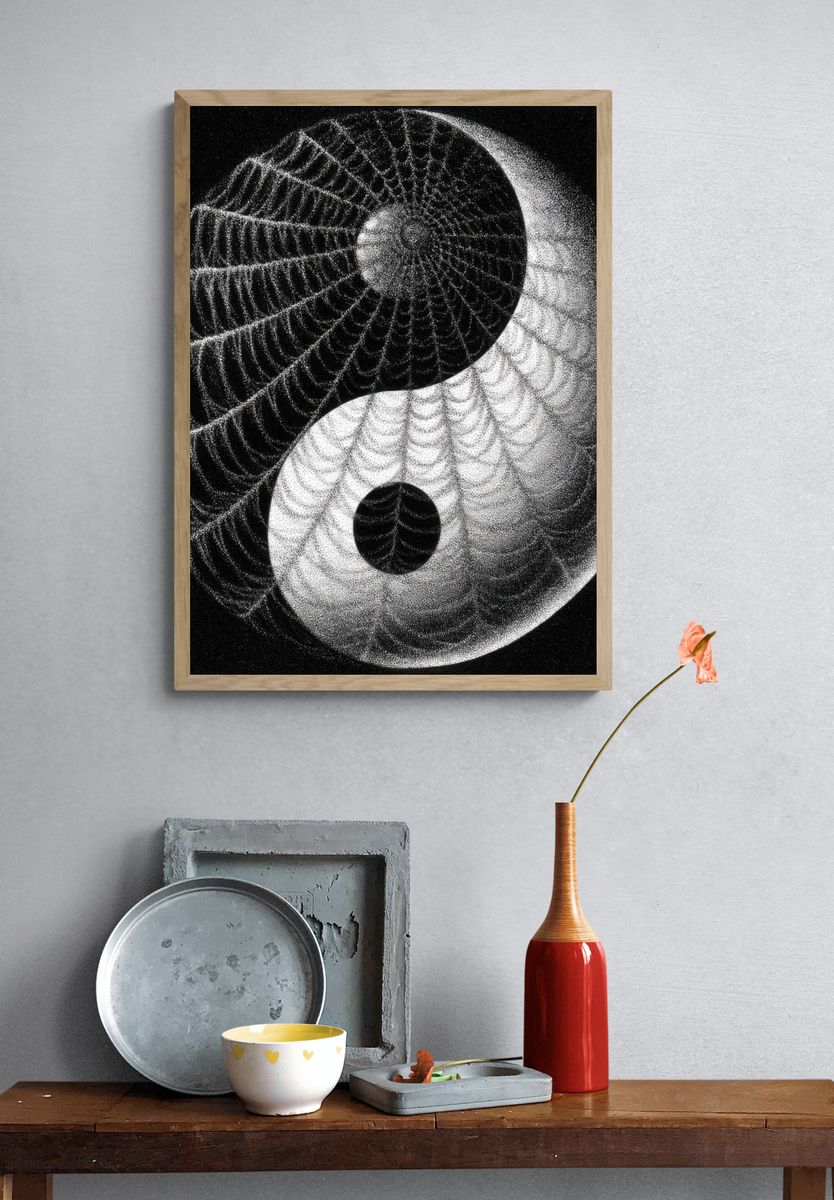 Yin Yang Dotwork Poster. — room view 3