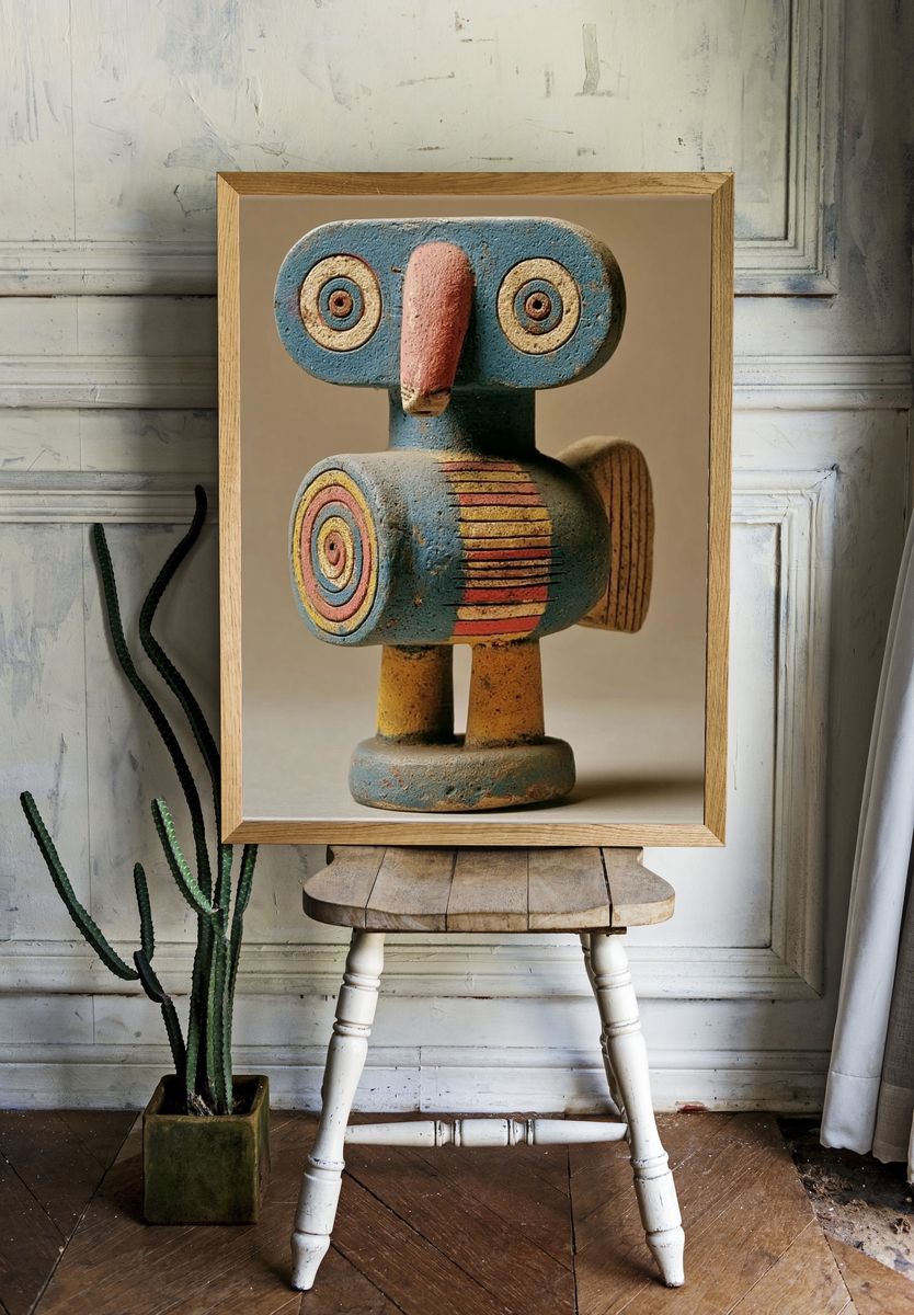 Abstract Wooden Totem Print. — room view 1