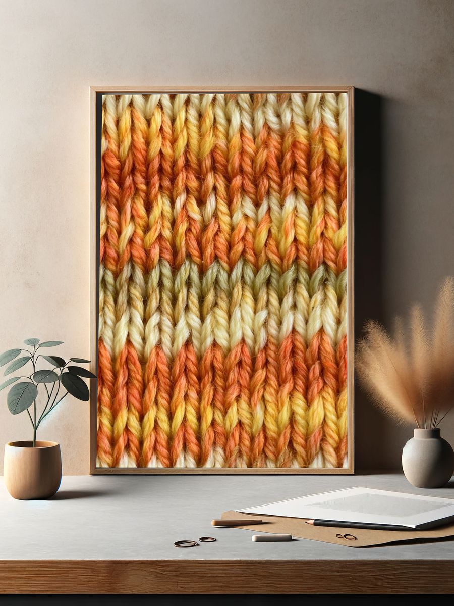 Autumn Knit Texture Abstract Print. — room view 2