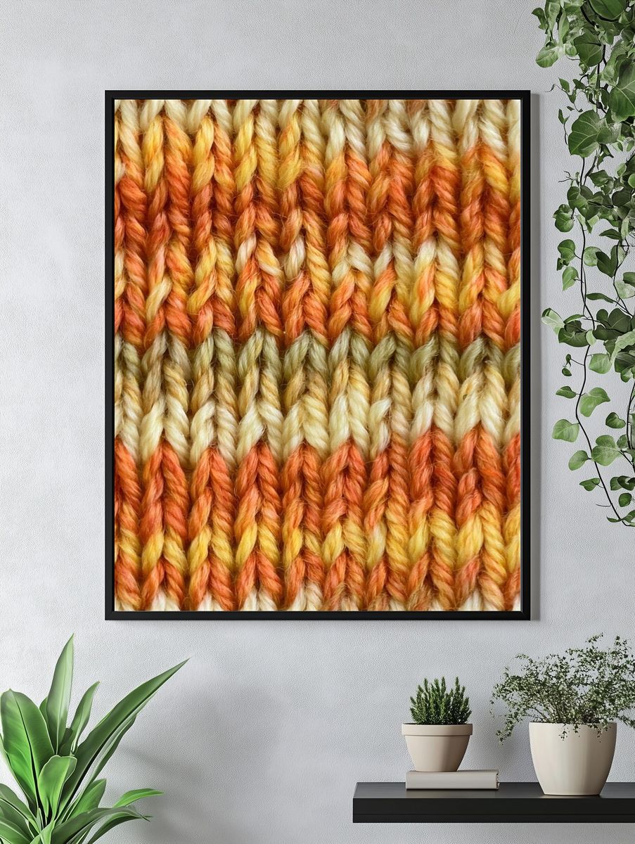 Autumn Knit Texture Abstract Print. — room view 4