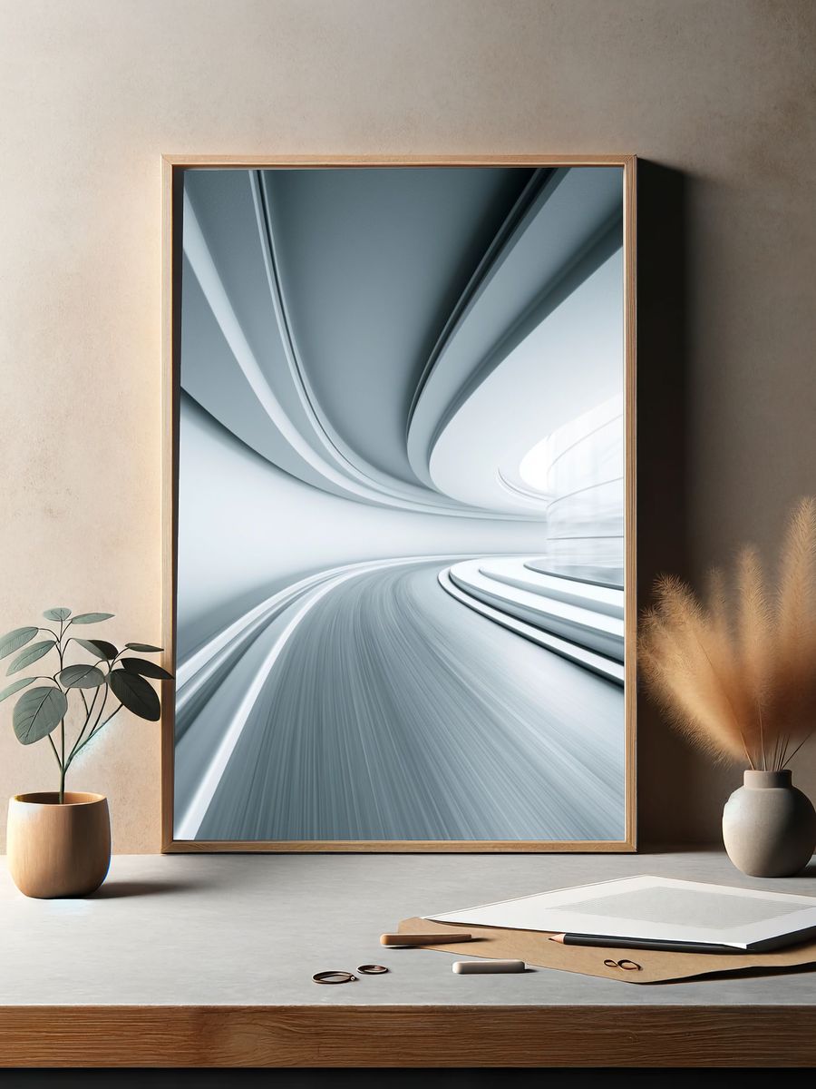 Futuristic Curved Tunnel Abstract Poster. — room view 2