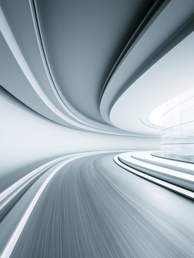 Futuristic Curved Tunnel Abstract Poster.