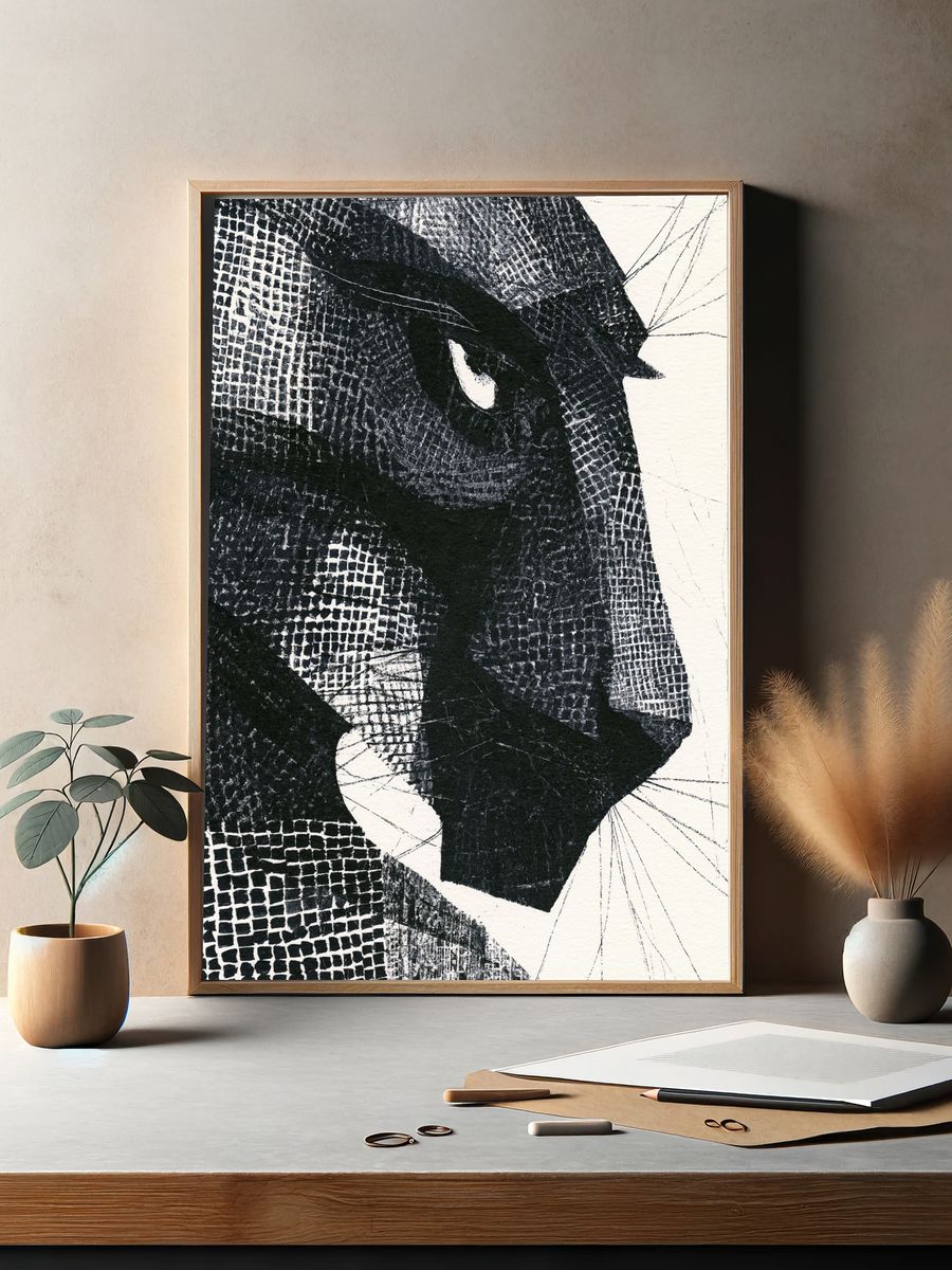 Abstract Ink Texture Poster. — room view 2