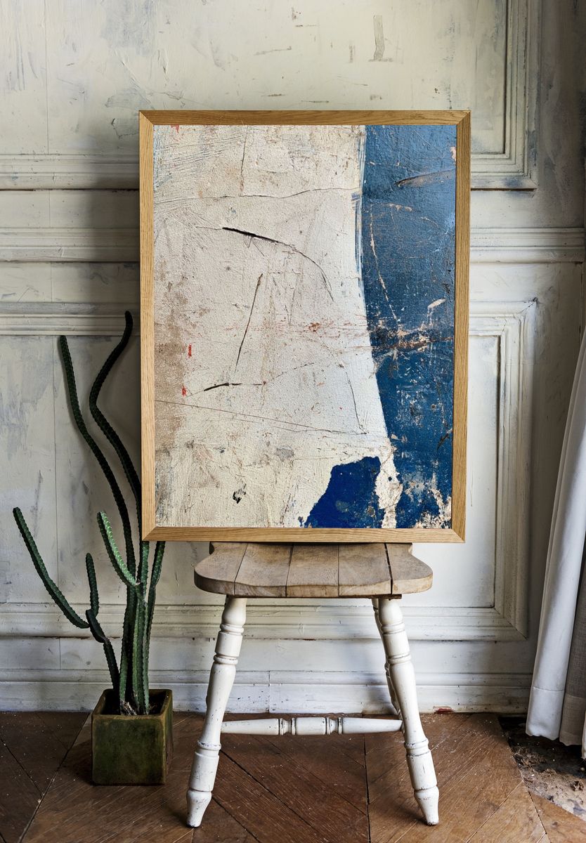 Weathered Blue Texture Poster. — room view 1