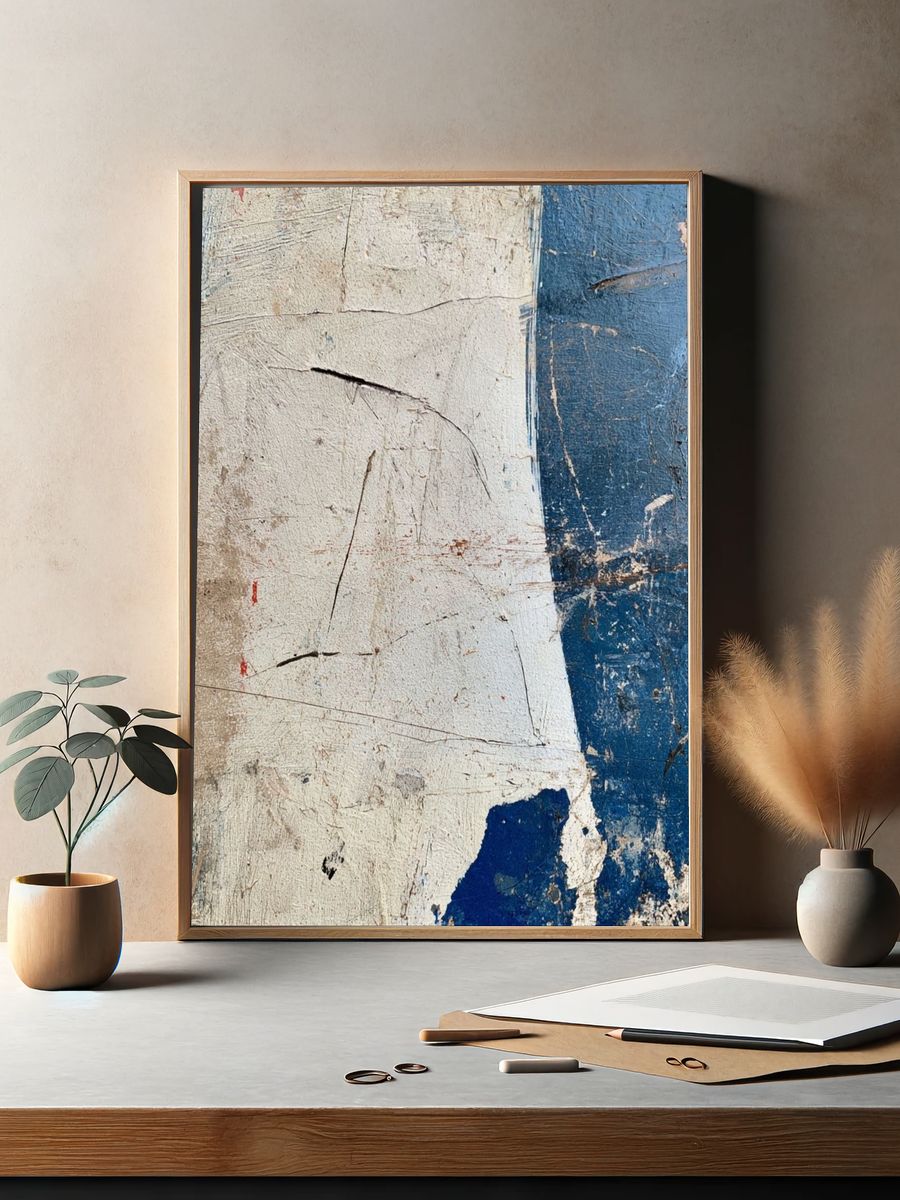 Weathered Blue Texture Poster. — room view 2