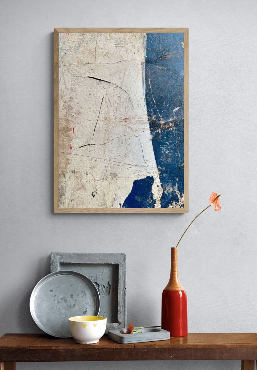 Weathered Blue Texture Poster. — room view 3