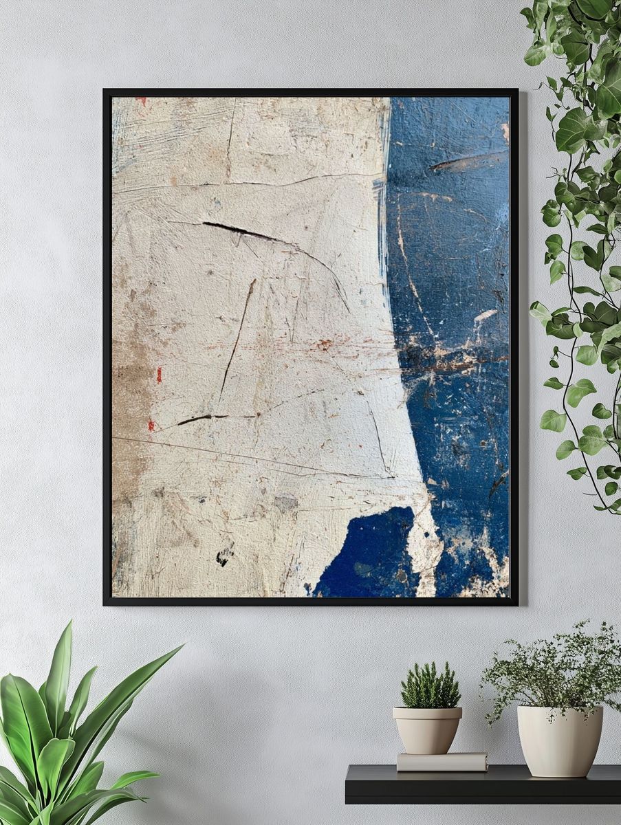 Weathered Blue Texture Poster. — room view 4