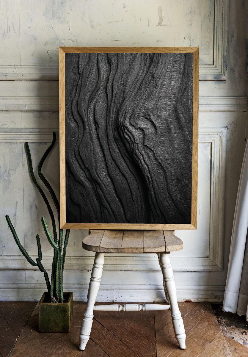 Charcoal Wood Grain Abstract Poster room preview
