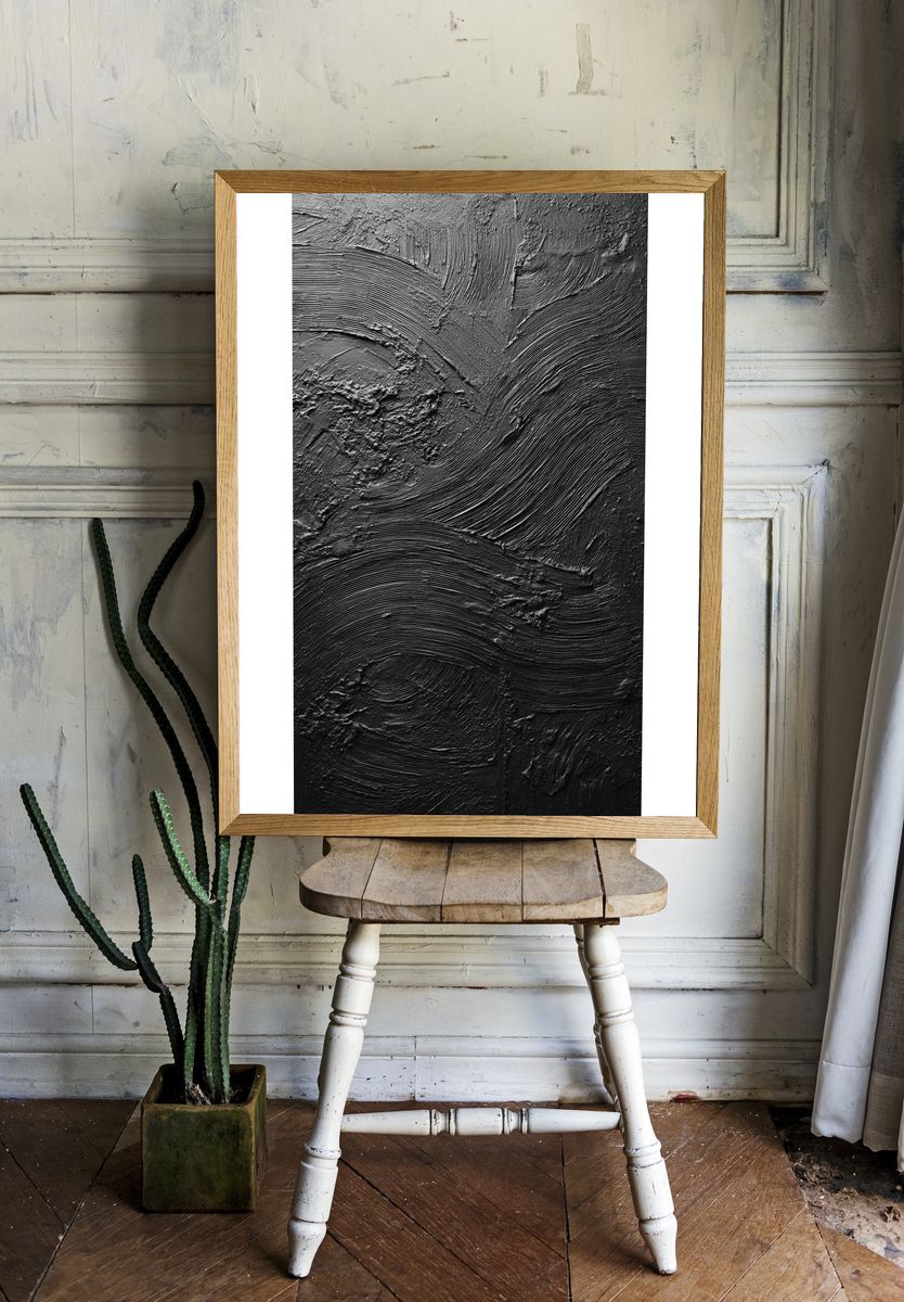 Textured Black Abstract Poster. — room view 1