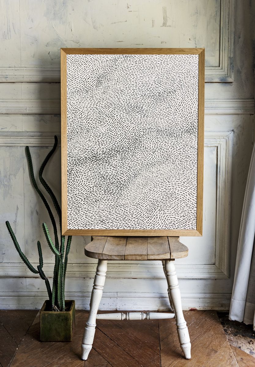 Wavy Ink Texture Abstract Print. — room view 1