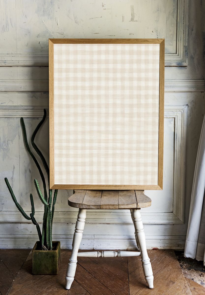 Neutral Linen Texture Abstract Print. — room view 1