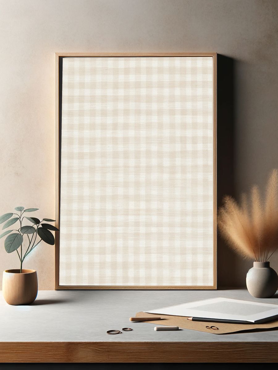 Neutral Linen Texture Abstract Print. — room view 2