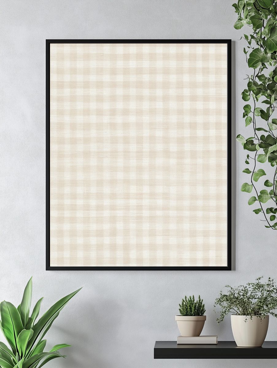 Neutral Linen Texture Abstract Print. — room view 4