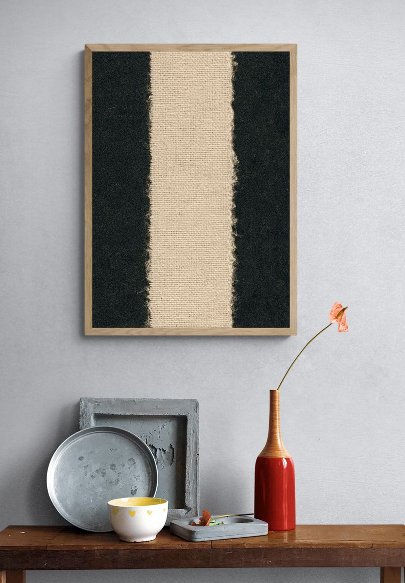 Textured Linen Stripe Abstract Print. — room view 3