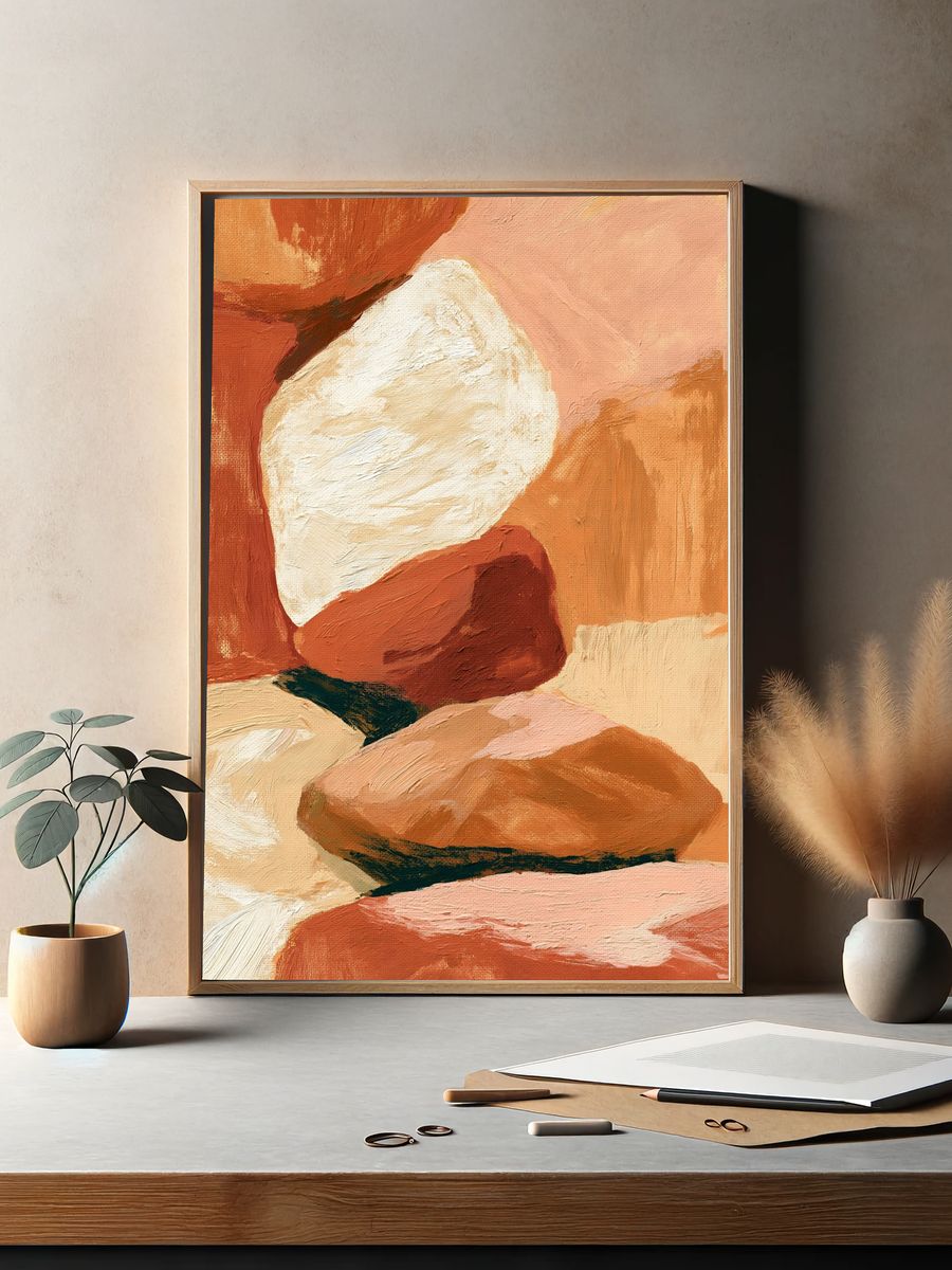 Terracotta Abstract Texture Poster. — room view 2
