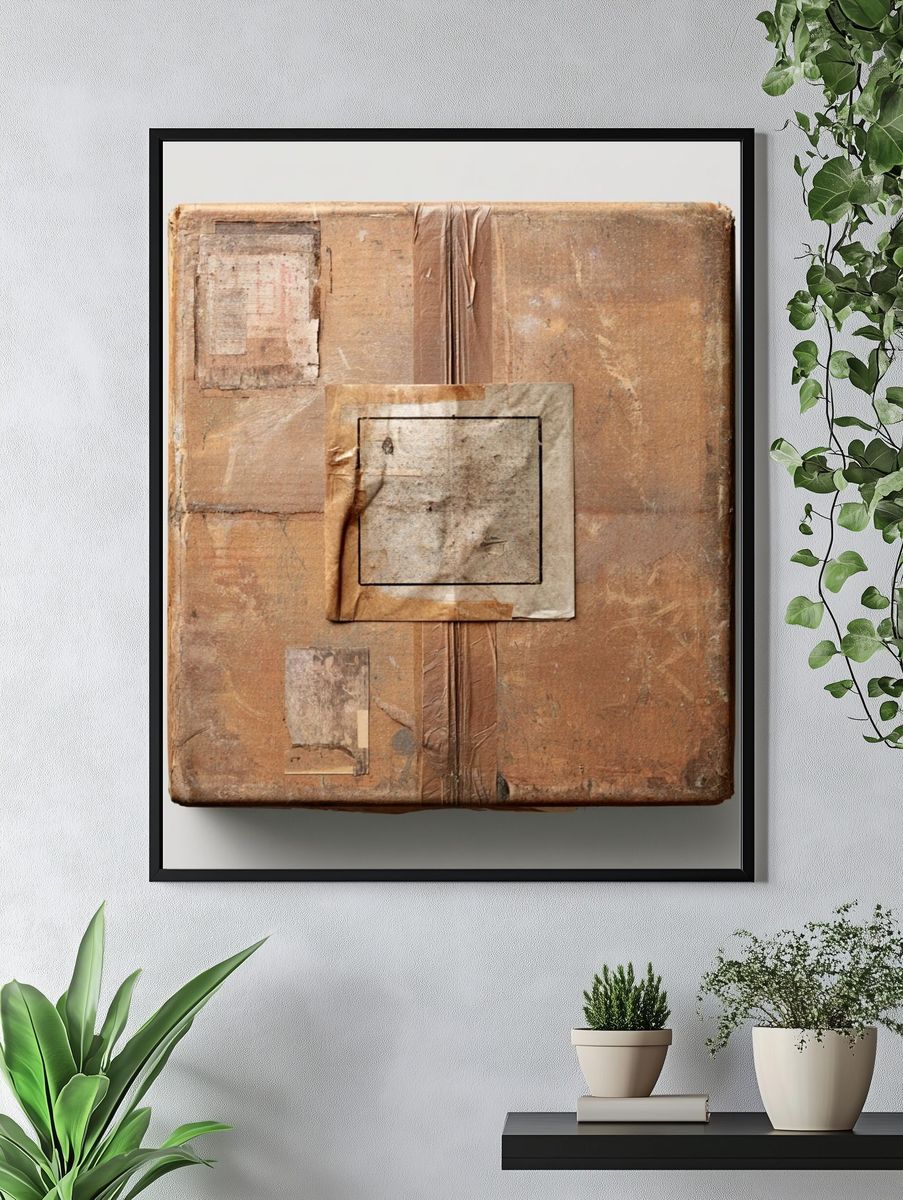Weathered Collage Texture Poster. — room view 4