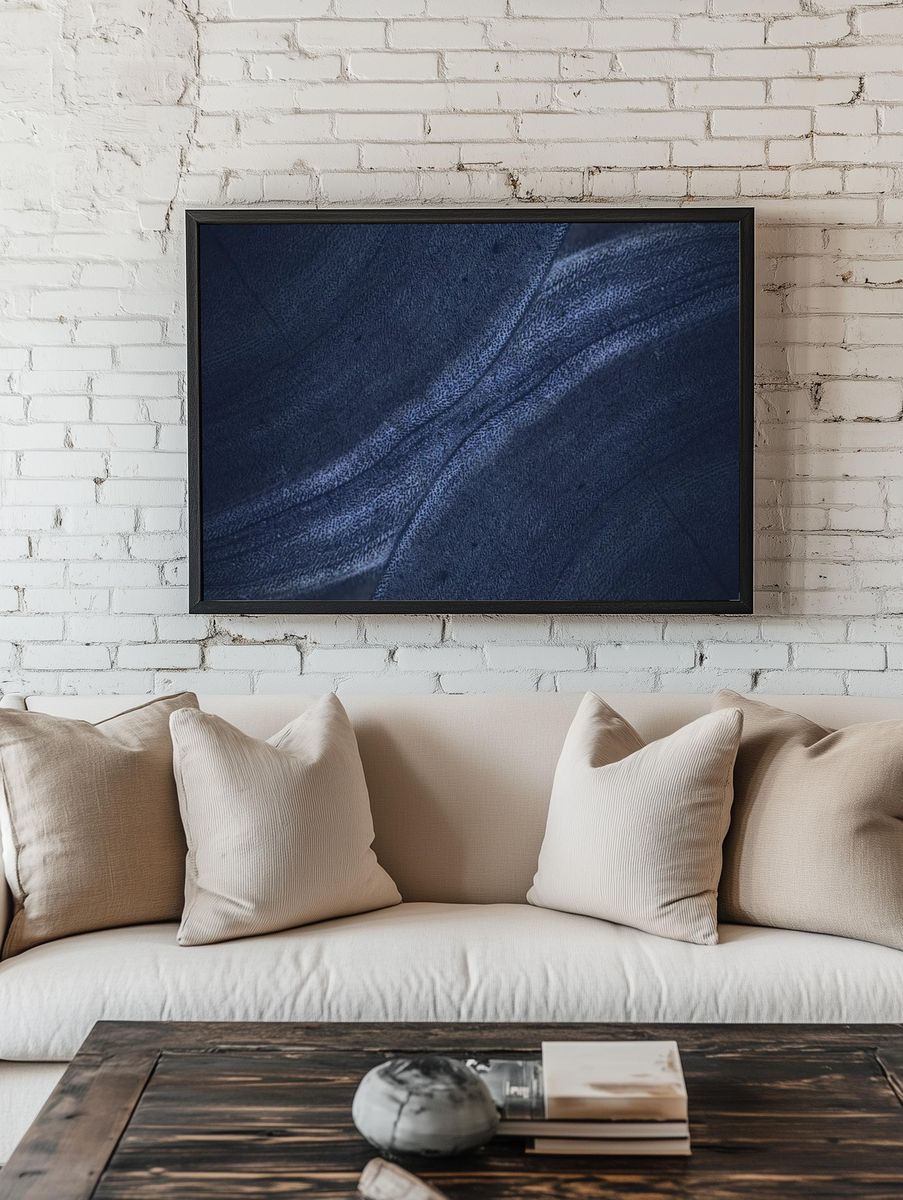 Blue rough concrete wall background. — room view 1