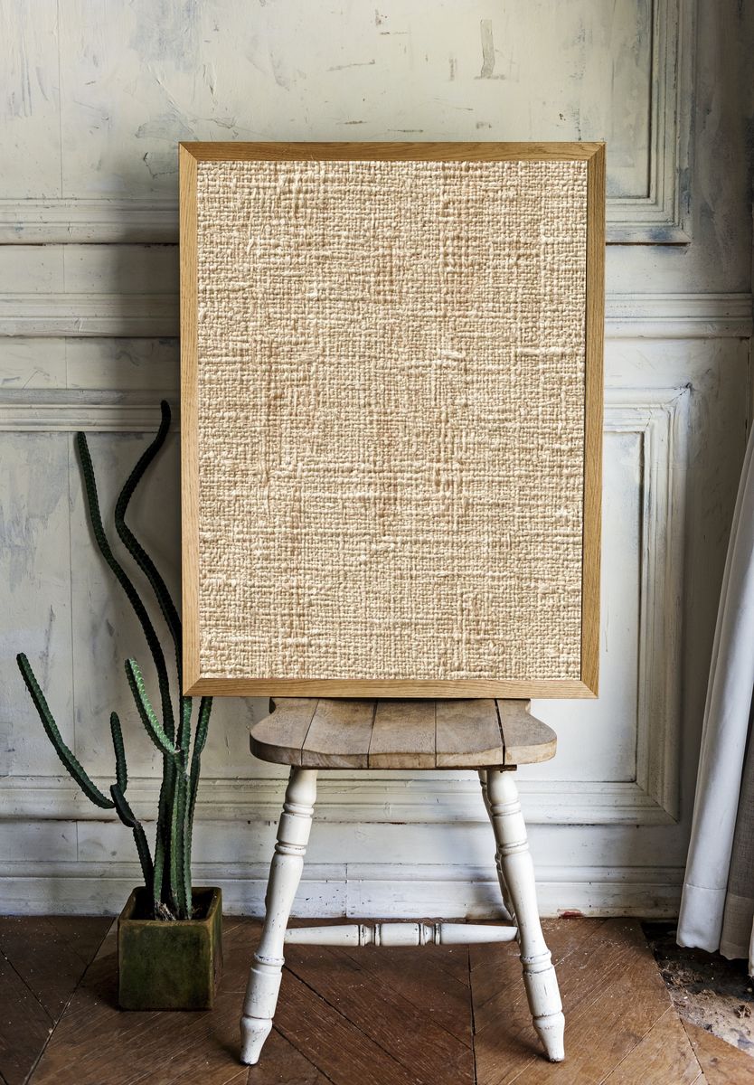 Neutral Woven Texture Print. — room view 1