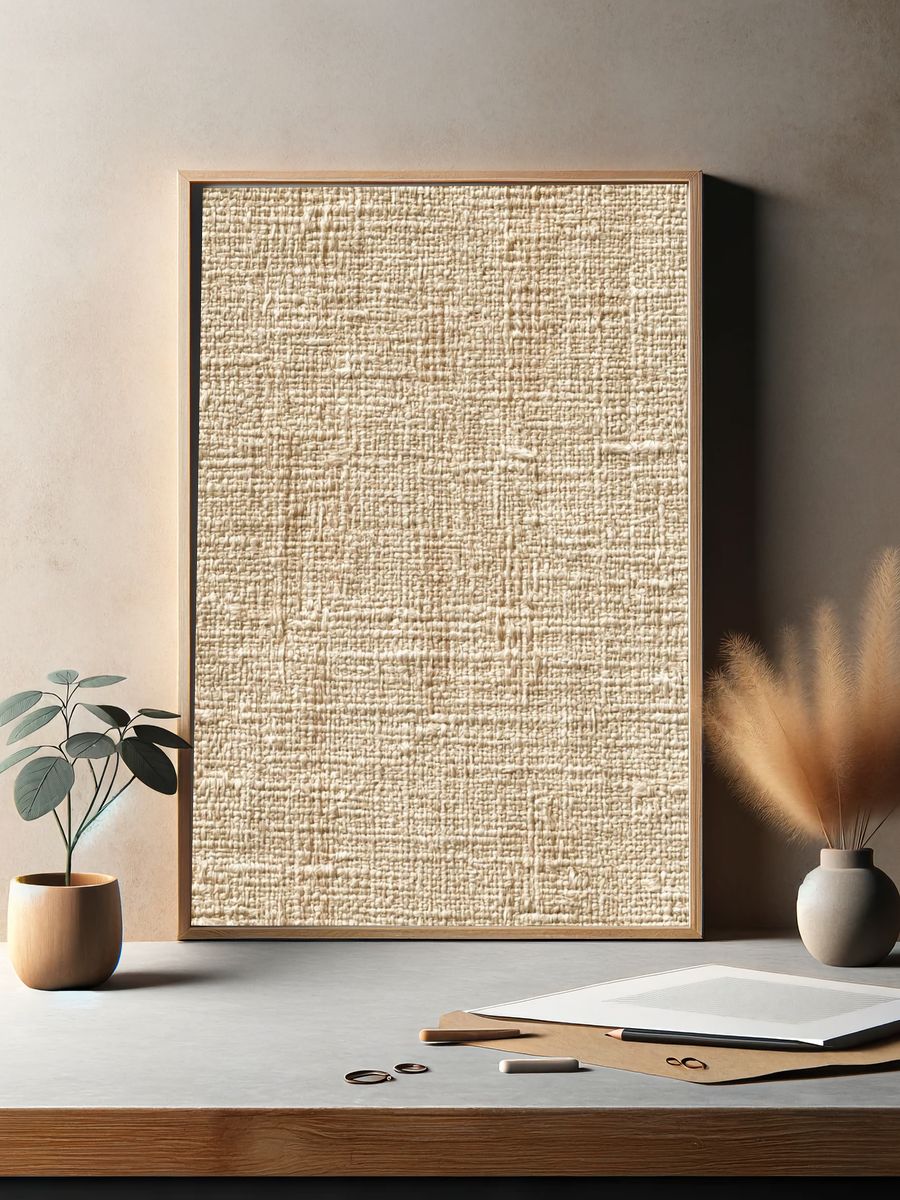 Neutral Woven Texture Print. — room view 2