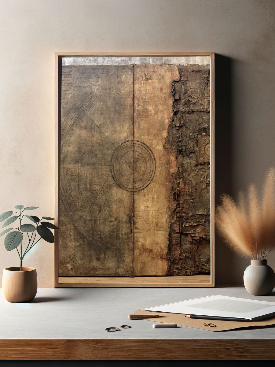 Antique Book Texture Abstract Print. — room view 2