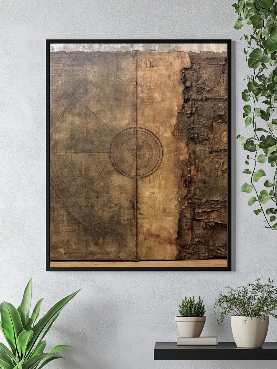Antique Book Texture Abstract Print. — room view 4
