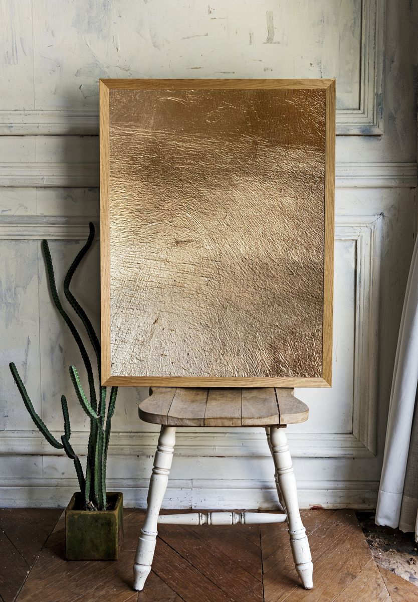 Golden Metallic Texture Print. — room view 1