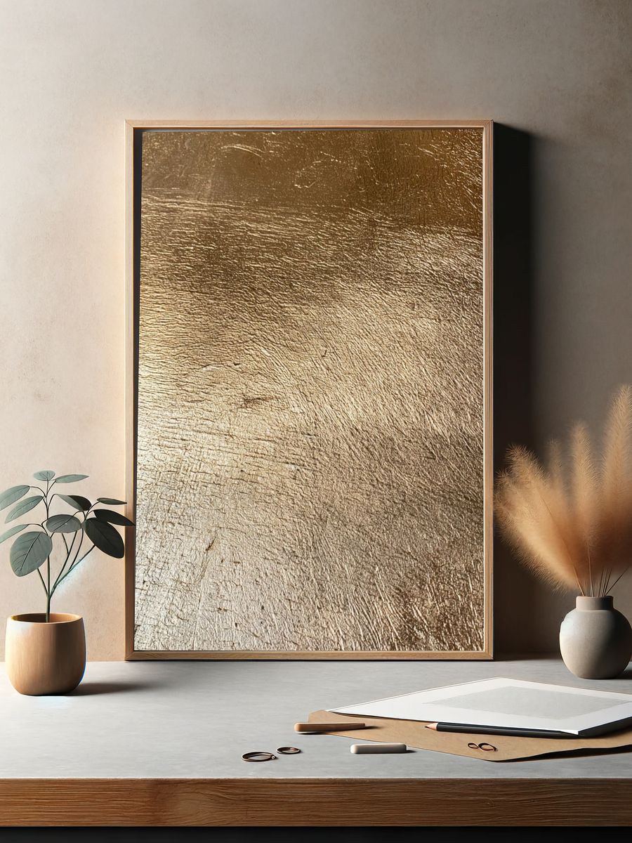 Golden Metallic Texture Print. — room view 2