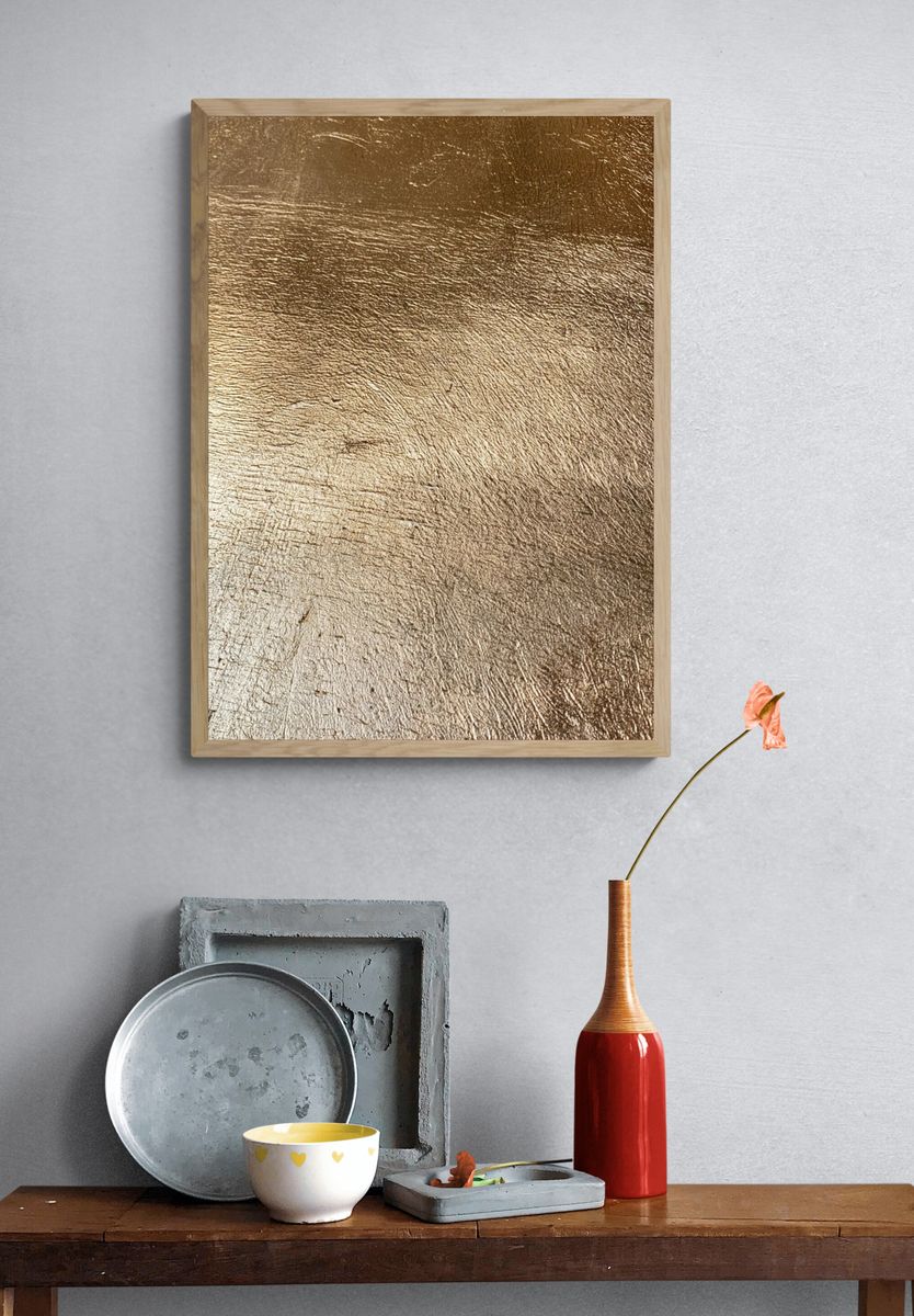 Golden Metallic Texture Print. — room view 3