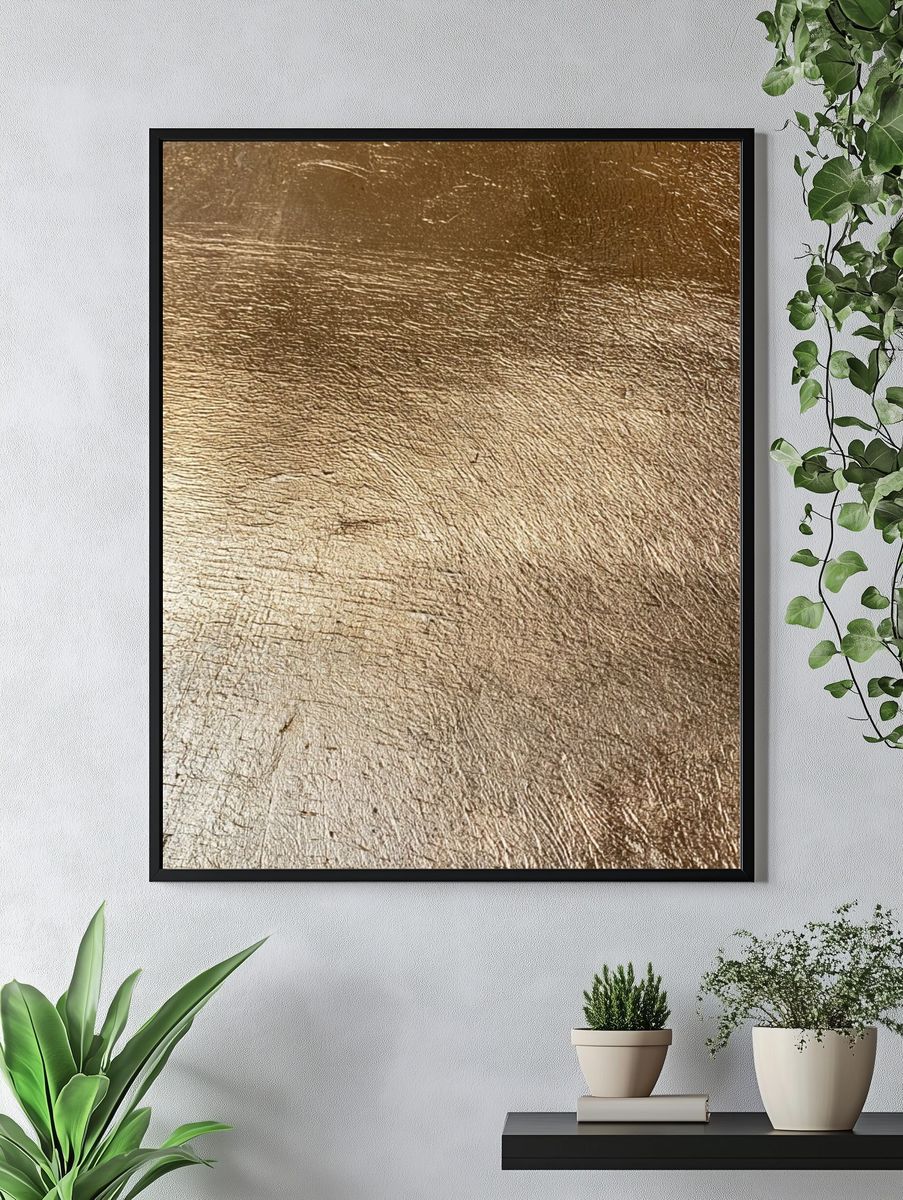 Golden Metallic Texture Print. — room view 4