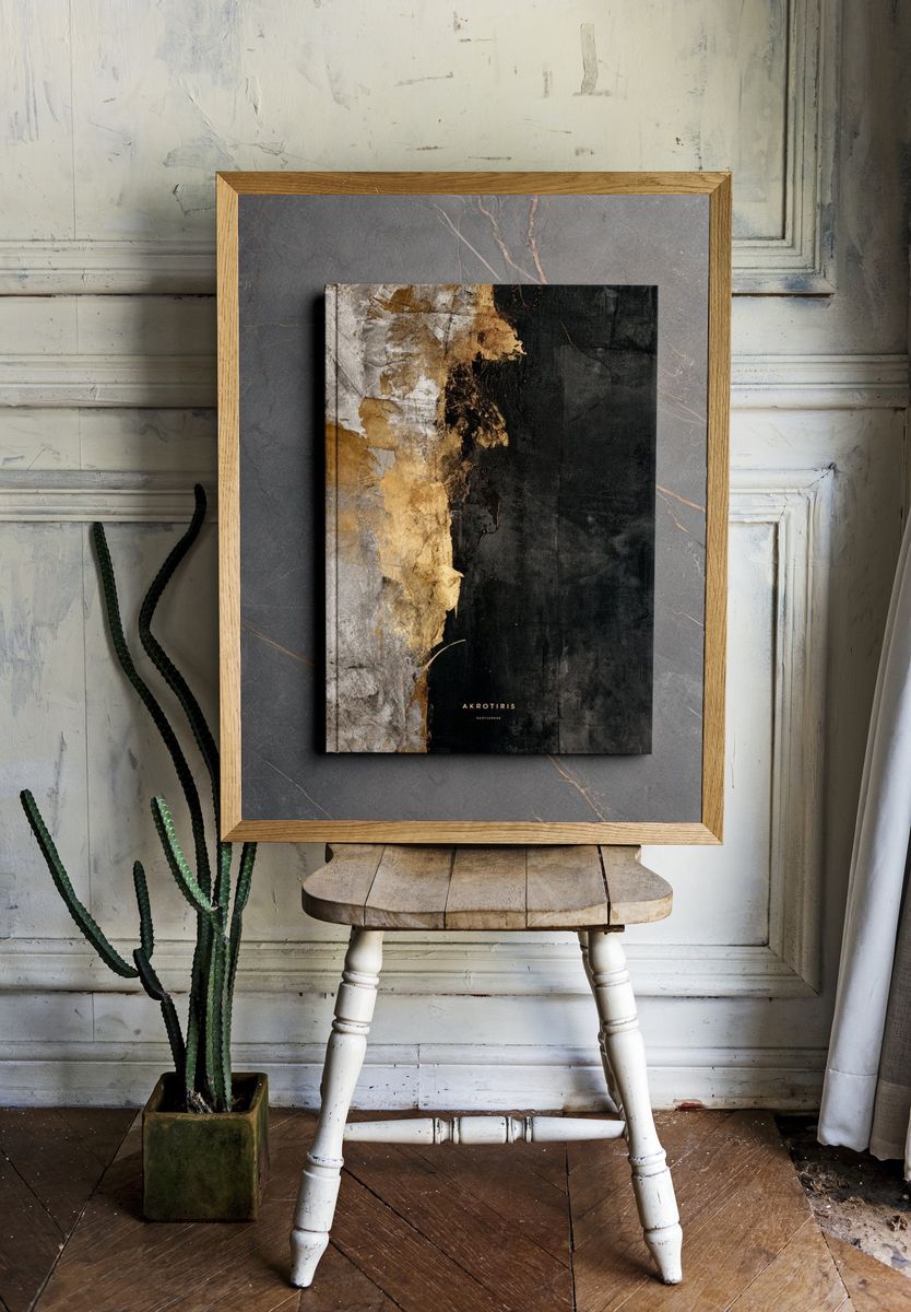 Gold and Black Abstract Poster. — room view 1