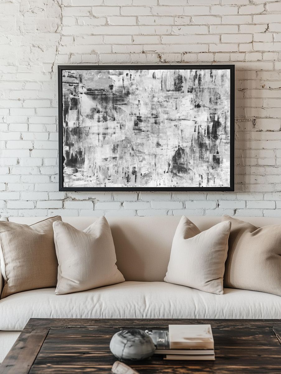 Paint background wallpaper, abstract monochrome. — room view 1