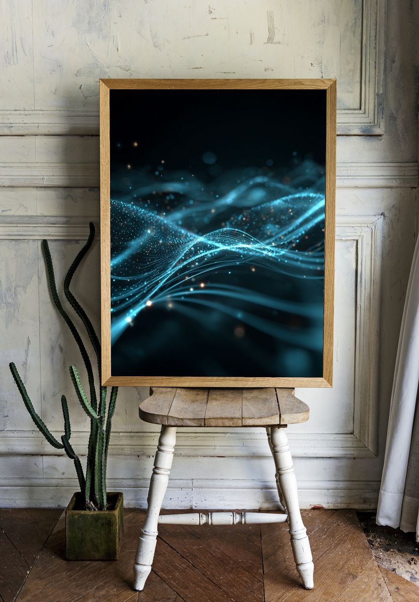 Neon Wave Abstract Poster room preview