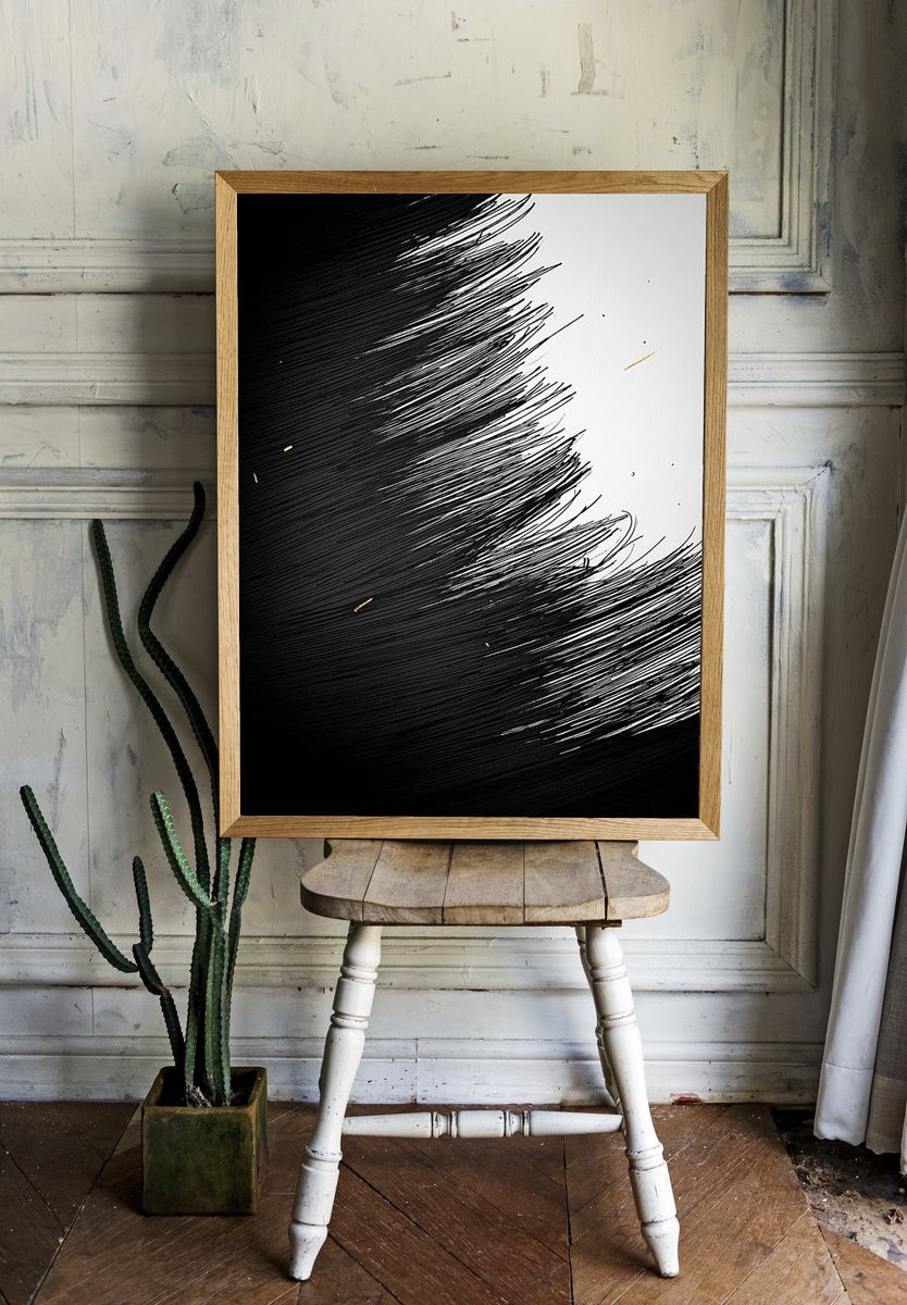 Monochrome Brush Sweep Poster. — room view 1