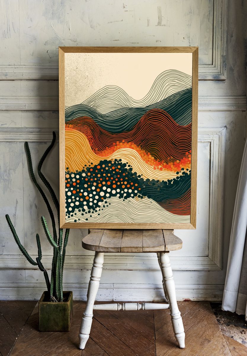 Abstract Wavy Landscape Poster. — room view 1