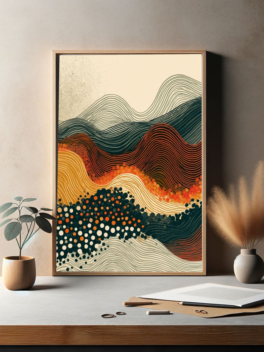 Abstract Wavy Landscape Poster. — room view 2