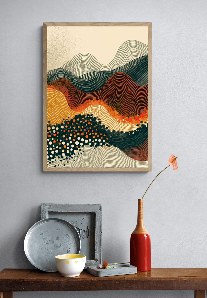 Abstract Wavy Landscape Poster. — room view 3