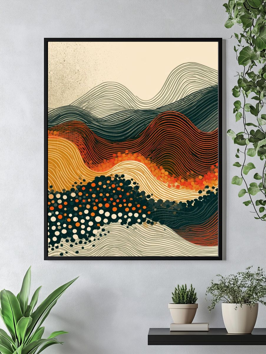 Abstract Wavy Landscape Poster. — room view 4