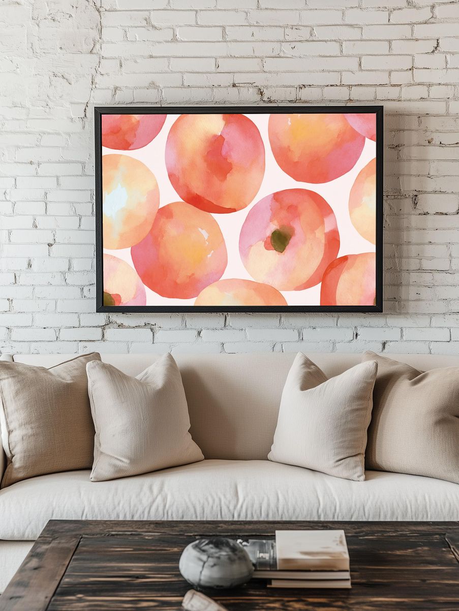 Peach Watercolor Abstract Poster. room preview