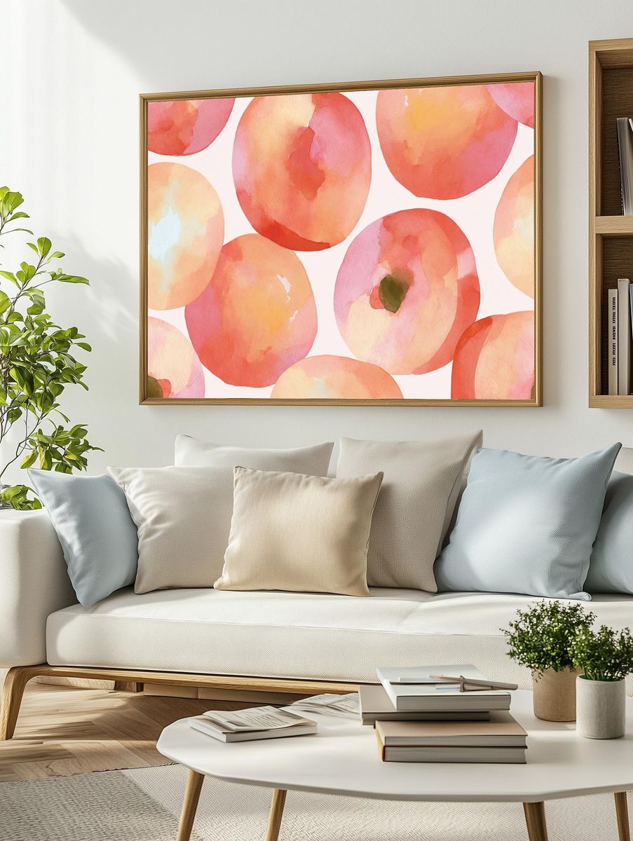 Peach Watercolor Abstract Poster. — room view 2