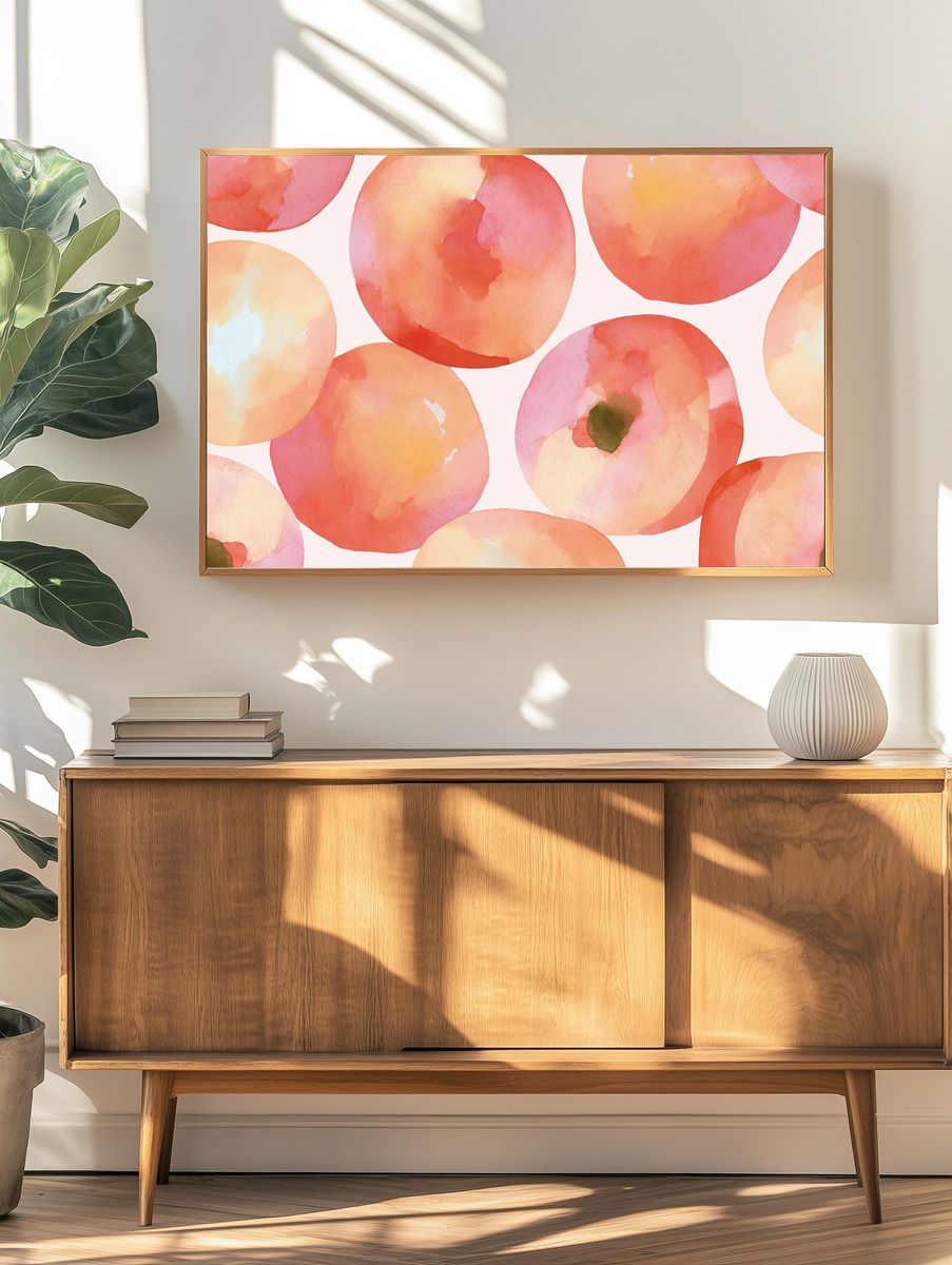 Peach Watercolor Abstract Poster. — room view 3