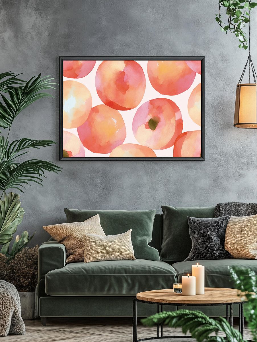 Peach Watercolor Abstract Poster. — room view 4