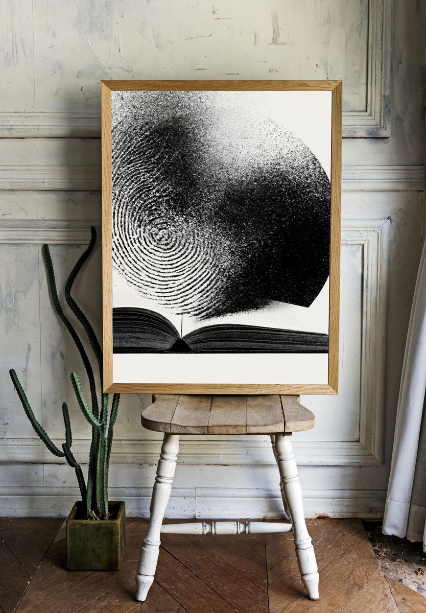 Open Book Abstract Print. room preview