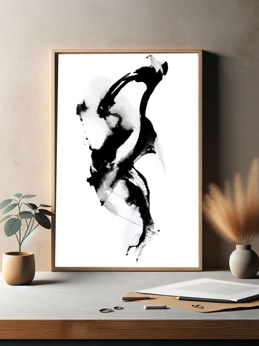Ink Brush Abstract Poster. — room view 2
