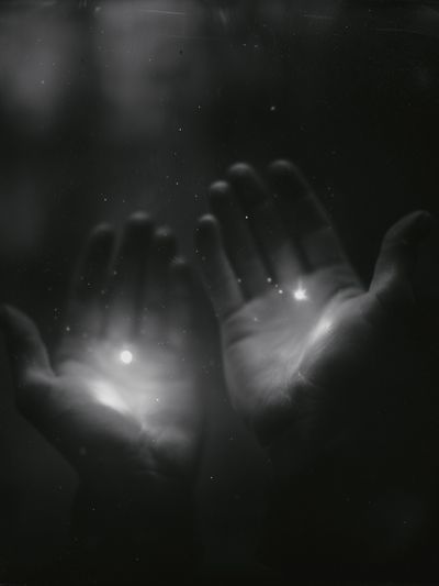 Ghostly Hands Black White Print.