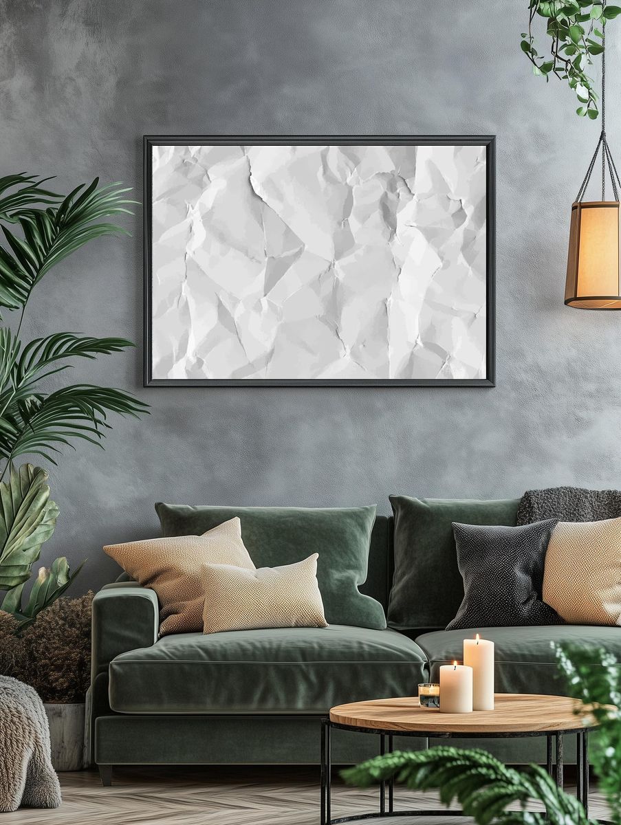 White crumpled paper textured background. — room view 4