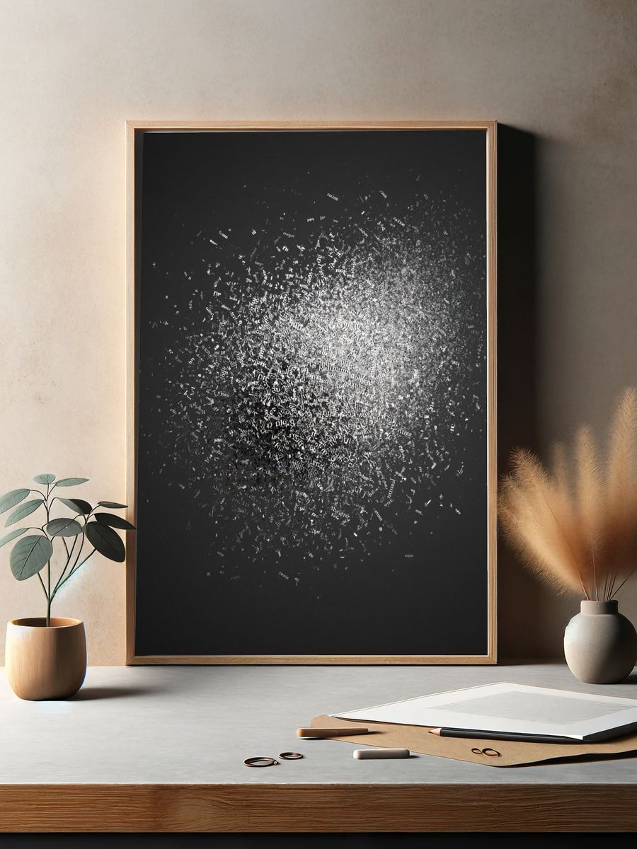 Monochrome Particle Burst Print. — room view 2