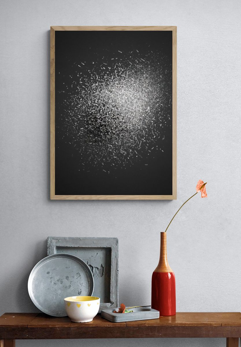 Monochrome Particle Burst Print. — room view 3