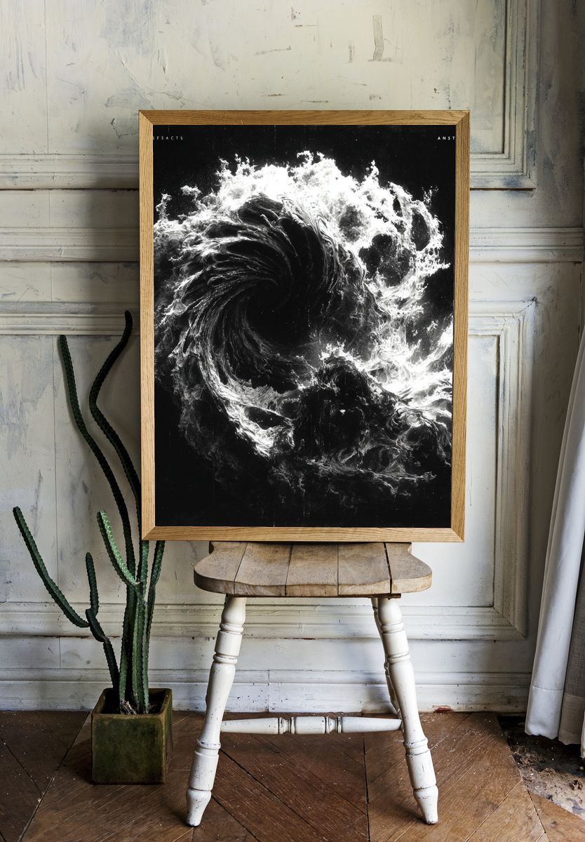 Monochrome Liquid Vortex Poster. room preview